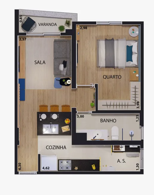 Foto 1 de Apartamento com 1 Quarto à venda, 44m² em Santa Paula, São Caetano do Sul