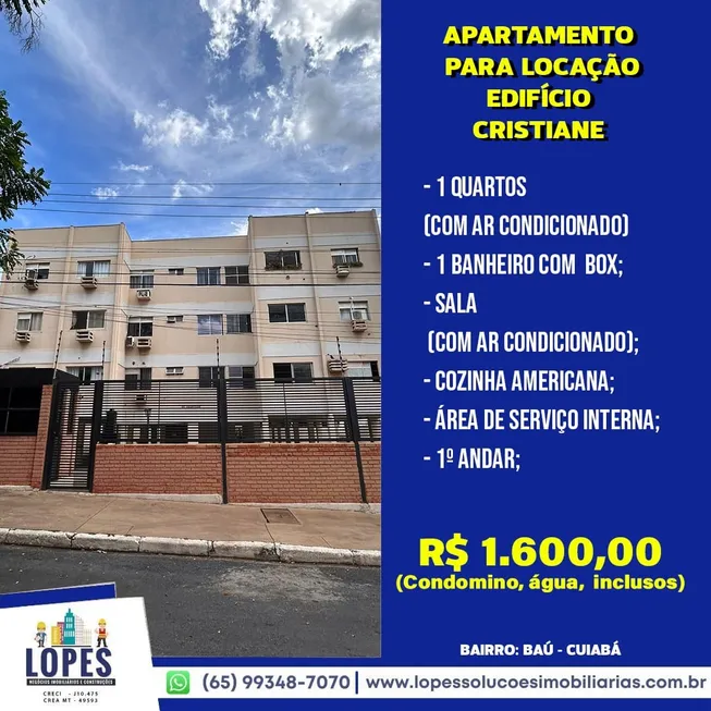 Foto 1 de Apartamento com 1 Quarto para alugar, 45m² em Areão, Cuiabá