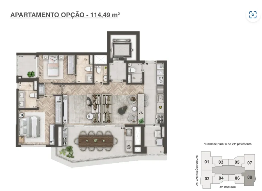 Foto 1 de Apartamento com 3 Quartos à venda, 114m² em Brooklin, São Paulo