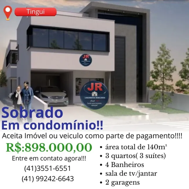 Foto 1 de Sobrado com 3 Quartos à venda, 140m² em Tingui, Curitiba