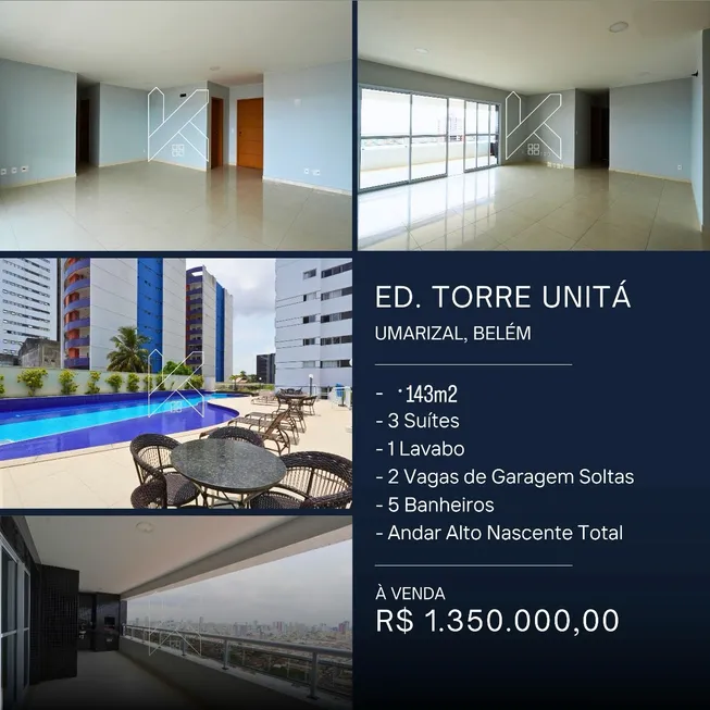 Foto 1 de Apartamento com 3 Quartos à venda, 143m² em Umarizal, Belém