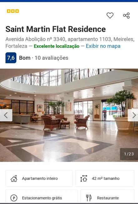 Foto 1 de Flat com 1 Quarto para alugar, 42m² em Meireles, Fortaleza