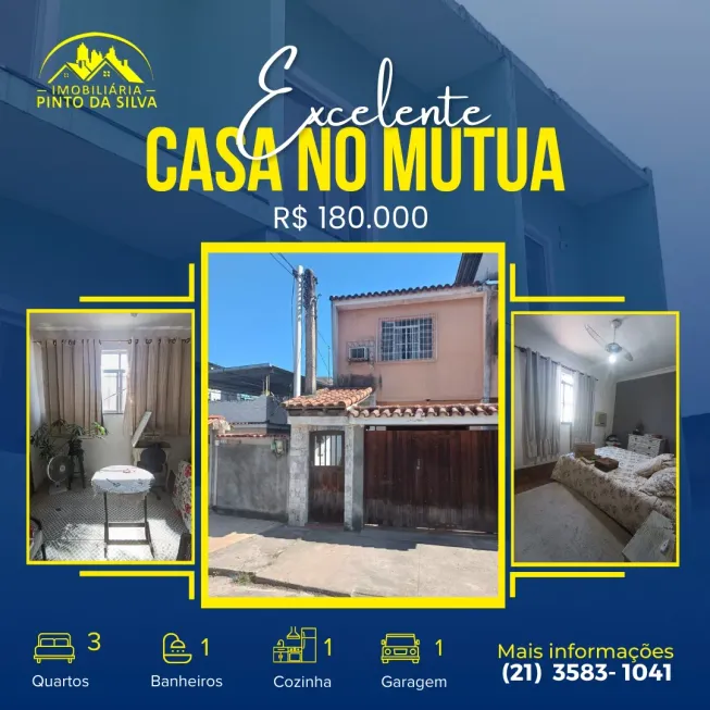 Foto 1 de Casa com 3 Quartos à venda, 80m² em Mutuá, São Gonçalo