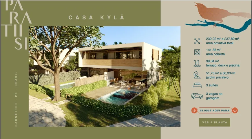 Foto 1 de Casa de Condomínio com 3 Quartos à venda, 237m² em Praia dos Carneiros, Tamandare