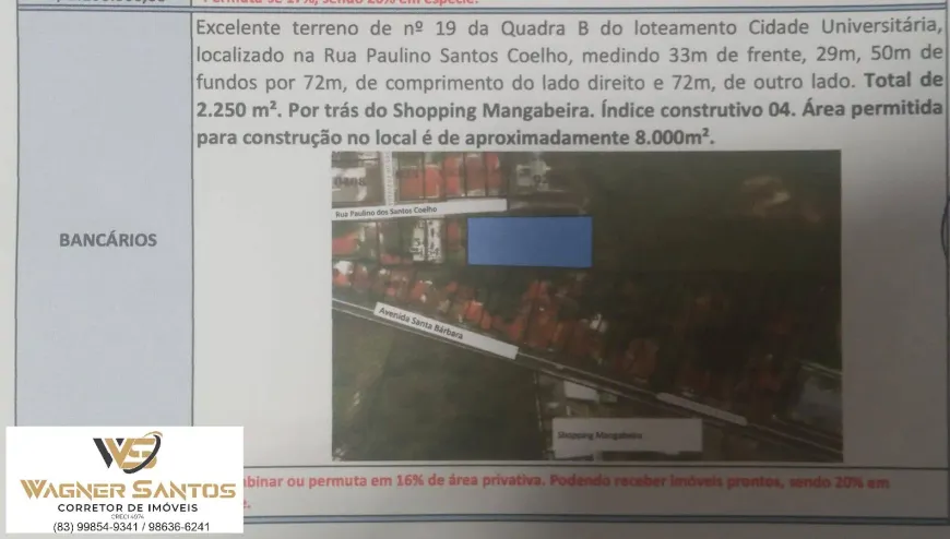 Foto 1 de Lote/Terreno à venda, 2250m² em Jardim Cidade Universitária, João Pessoa