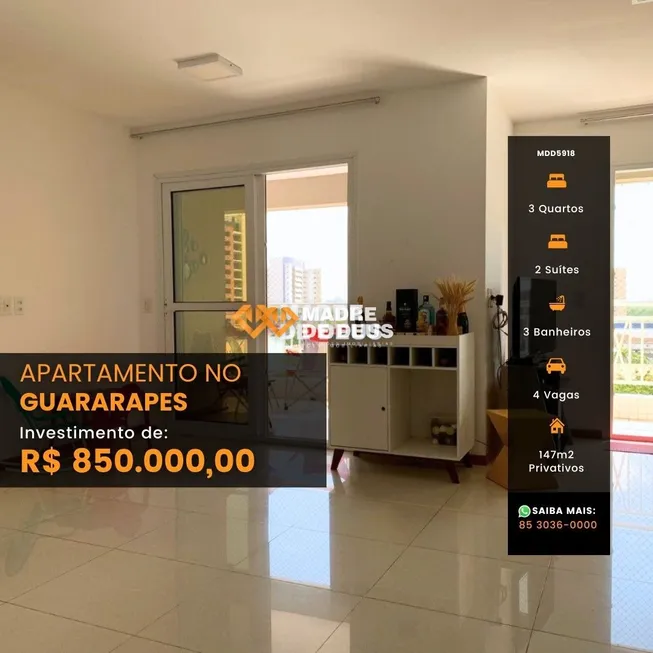 Foto 1 de Apartamento com 3 Quartos à venda, 147m² em Guararapes, Fortaleza