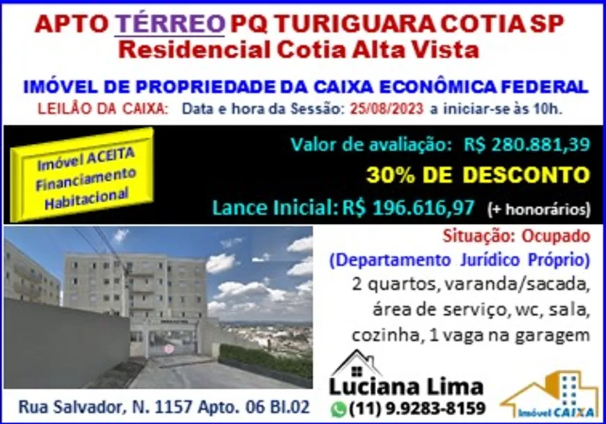 Foto 1 de Apartamento com 2 Quartos à venda, 49m² em Parque Turiguara, Cotia