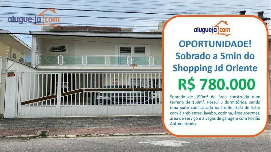 Foto 1 de Sobrado com 3 Quartos à venda, 190m² em Jardim América, São José dos Campos