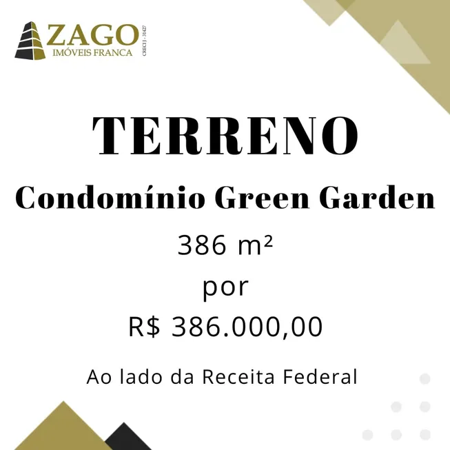 Foto 1 de Lote/Terreno à venda, 786m² em Parque Franville, Franca