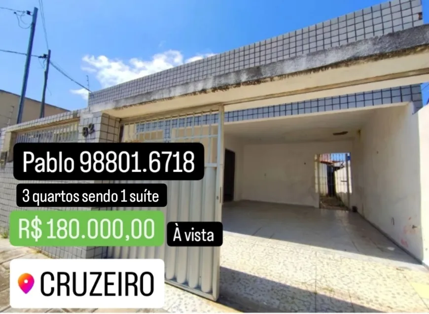 Foto 1 de Casa com 3 Quartos à venda, 90m² em Cruzeiro, Campina Grande