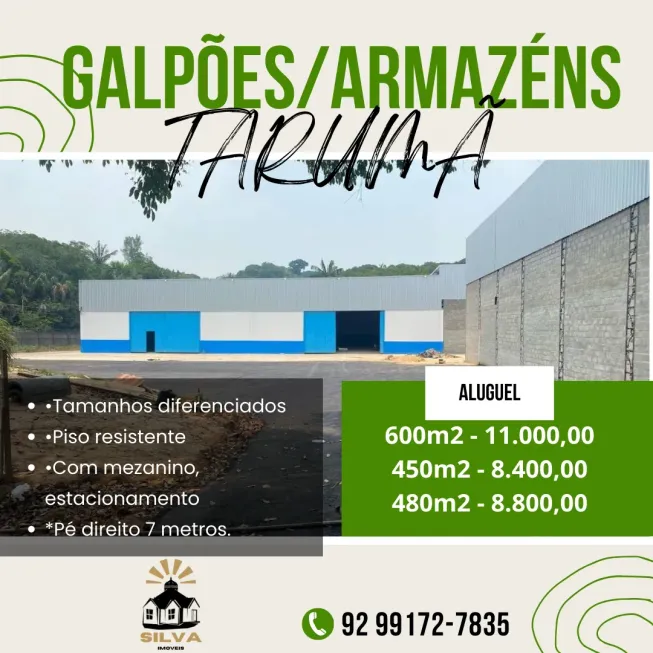 Foto 1 de Galpão/Depósito/Armazém para alugar, 450m² em Tarumã, Manaus