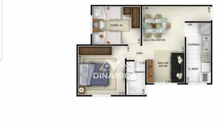 Foto 1 de Apartamento com 2 Quartos à venda, 50m² em Jardim Santa Candida, Monte Mor