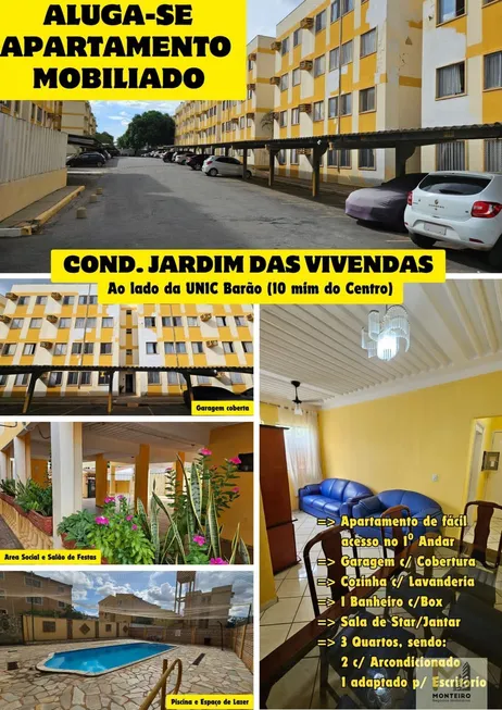 Foto 1 de Apartamento com 3 Quartos para alugar, 60m² em Porto, Cuiabá