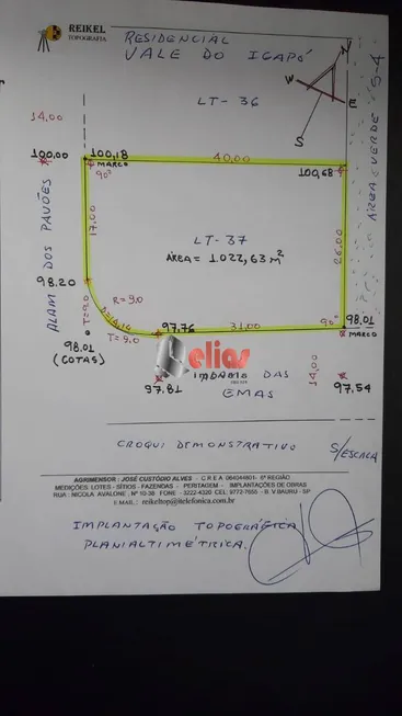 Foto 1 de Lote/Terreno à venda, 1022m² em Vale do Igapo, Bauru