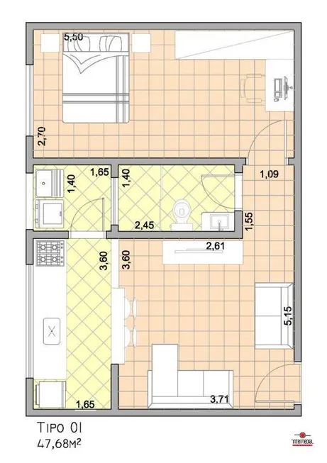 Foto 1 de Apartamento com 1 Quarto à venda, 48m² em Jardim Hermínia, Boituva