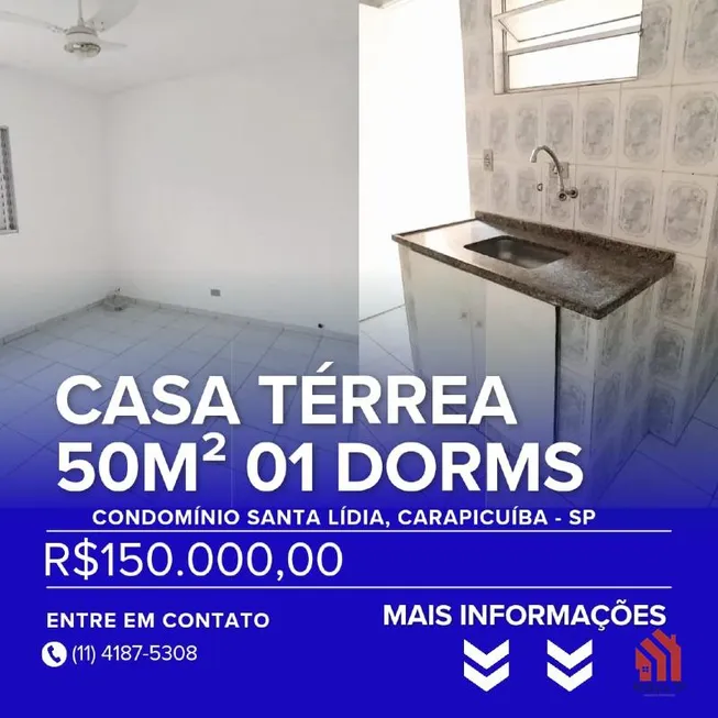 Foto 1 de Casa com 1 Quarto à venda, 50m² em Vila Silviânia, Carapicuíba