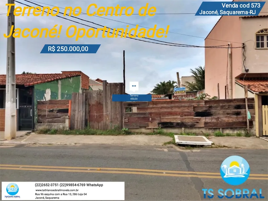 Foto 1 de Lote/Terreno à venda, 450m² em Jaconé, Saquarema