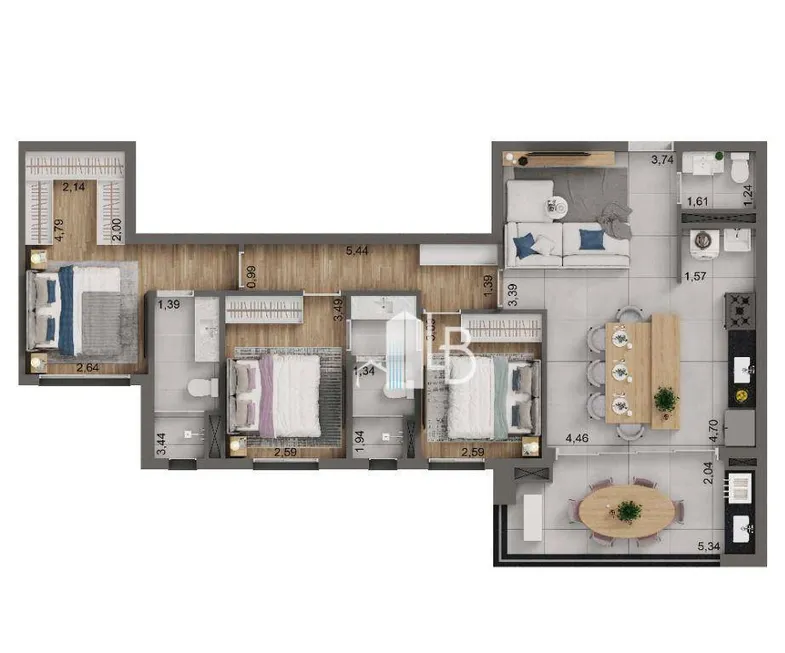 Foto 1 de Apartamento com 3 Quartos à venda, 103m² em Jardim Karaíba, Uberlândia