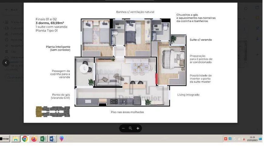 Foto 1 de Apartamento com 3 Quartos à venda, 70m² em Jardim Sao Carlos, Sorocaba