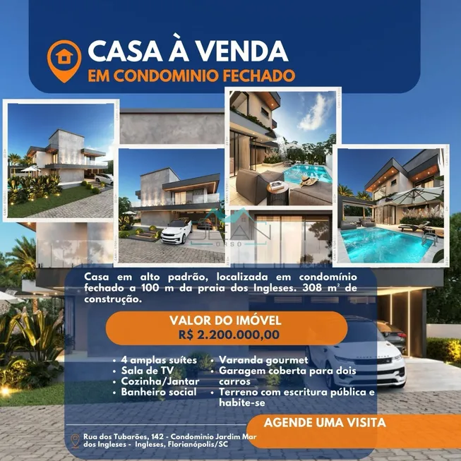 Foto 1 de Casa de Condomínio com 4 Quartos à venda, 308m² em Ingleses do Rio Vermelho, Florianópolis