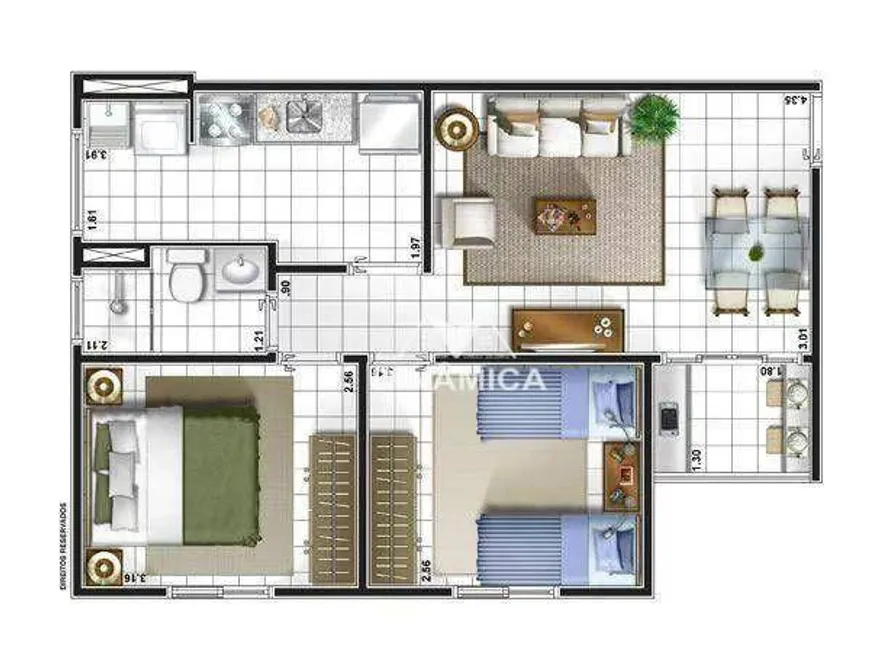 Foto 1 de Apartamento com 2 Quartos à venda, 54m² em Jardim Volobueff, Sumaré