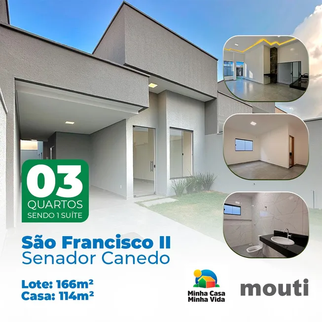 Foto 1 de Casa com 3 Quartos à venda, 117m² em Centro, Senador Canedo