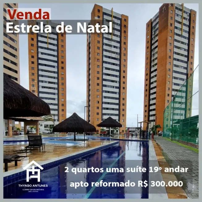 Foto 1 de Apartamento com 2 Quartos à venda, 56m² em Pitimbu, Natal