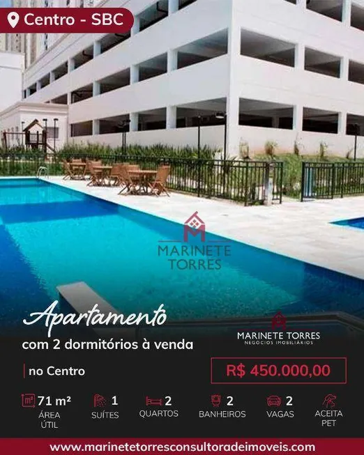 Foto 1 de Apartamento com 2 Quartos à venda, 71m² em Centro, São Bernardo do Campo