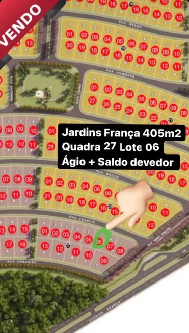 Foto 1 de Lote/Terreno à venda, 406m² em Jardins Franca, Goiânia