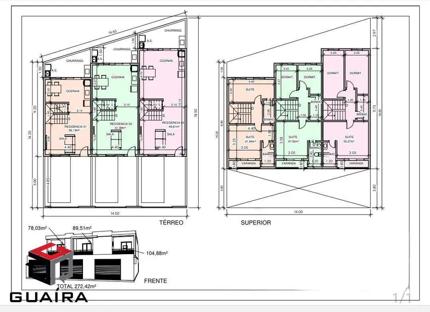 Foto 1 de Sobrado com 3 Quartos à venda, 105m² em Parque das Nações, Santo André