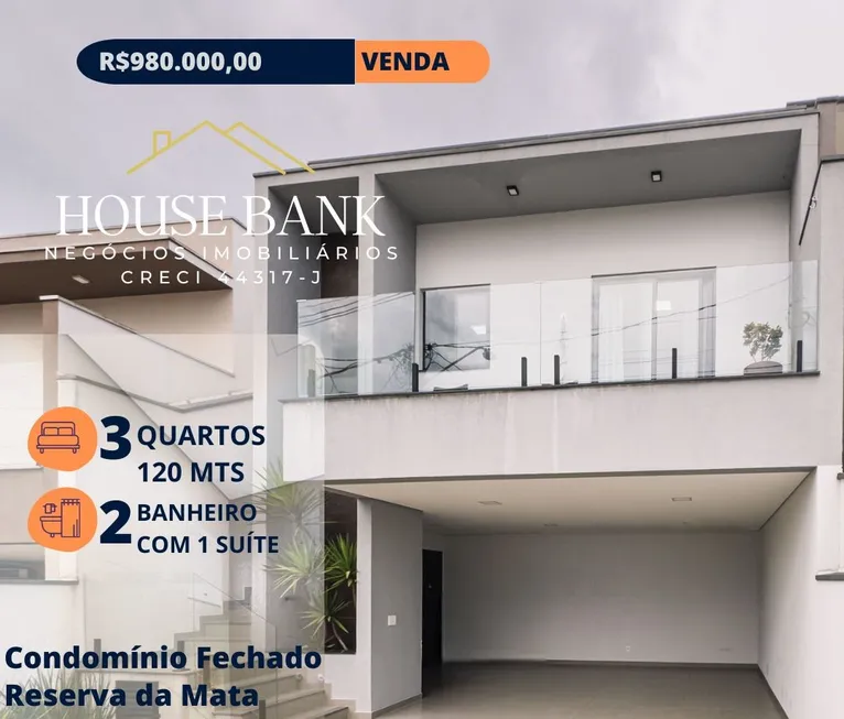 Foto 1 de Casa de Condomínio com 3 Quartos à venda, 120m² em Loteamento Reserva da Mata, Jundiaí