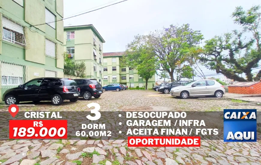 Foto 1 de Apartamento com 3 Quartos à venda, 60m² em Cristal, Porto Alegre