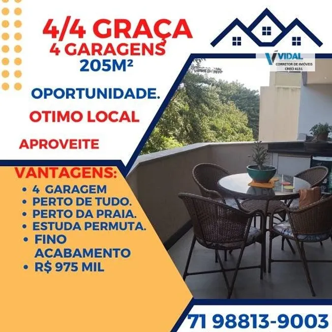 Foto 1 de Apartamento com 4 Quartos à venda, 205m² em Graça, Salvador