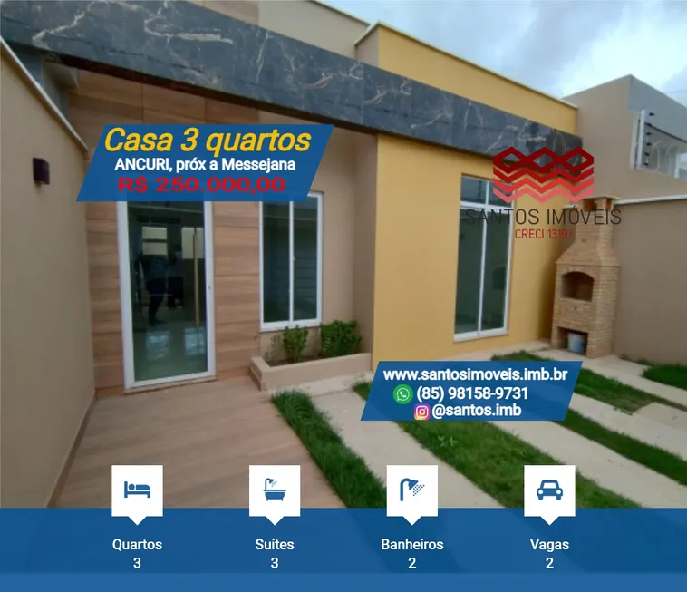 Foto 1 de Casa com 3 Quartos à venda, 75m² em Ancuri, Fortaleza