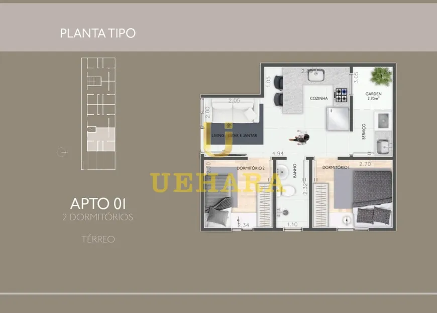 Foto 1 de Apartamento com 2 Quartos à venda, 40m² em Alto da Mooca, São Paulo