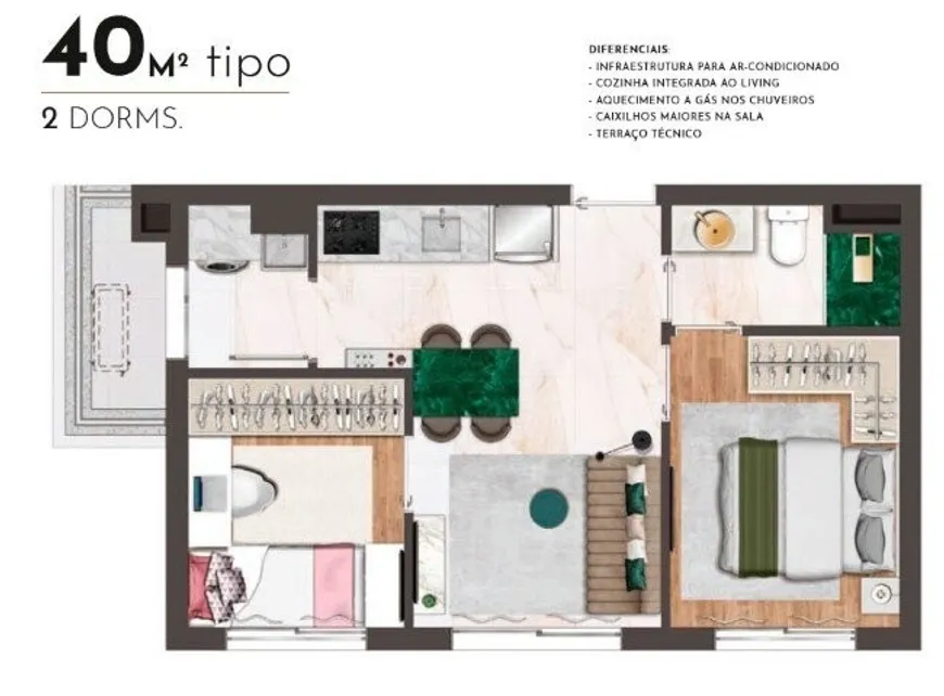 Foto 1 de Apartamento com 2 Quartos à venda, 40m² em Chácara Klabin, São Paulo