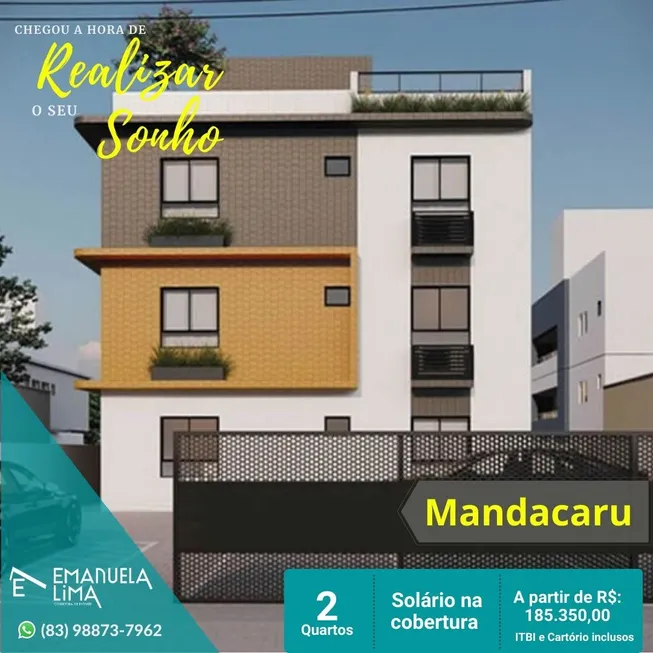 Foto 1 de Apartamento com 2 Quartos à venda, 55m² em Mandacaru, João Pessoa