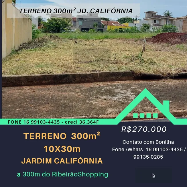 Foto 1 de Lote/Terreno à venda, 300m² em Jardim Califórnia, Ribeirão Preto