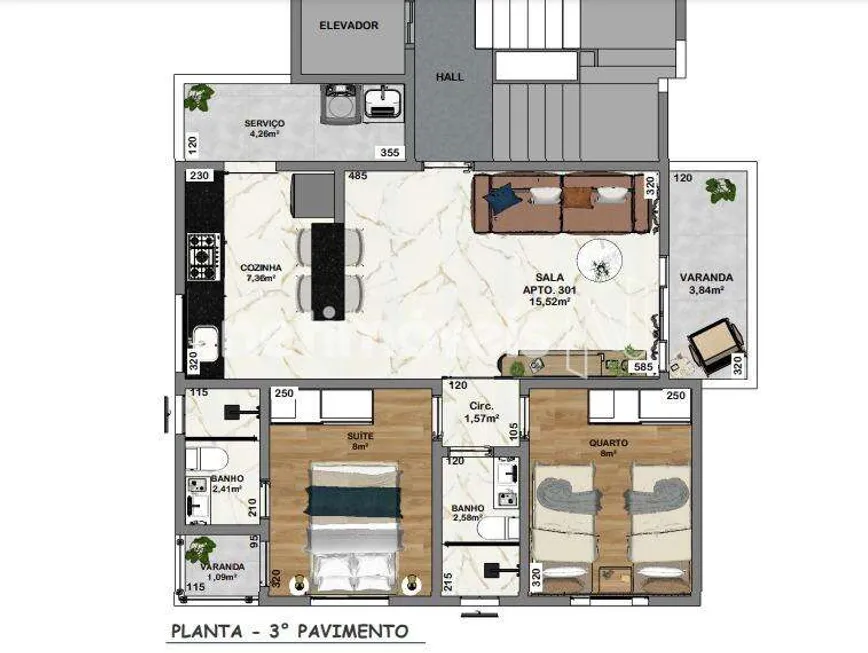 Foto 1 de Apartamento com 2 Quartos à venda, 62m² em Santa Branca, Belo Horizonte