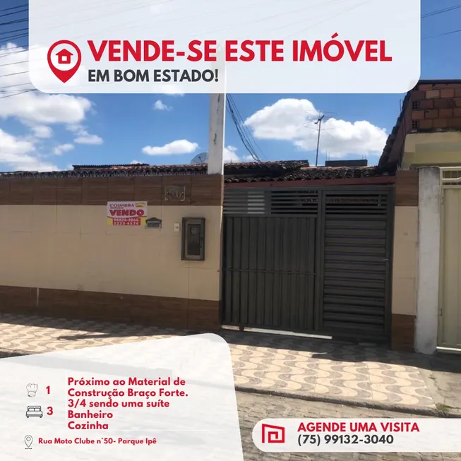 Foto 1 de Casa com 3 Quartos à venda, 10m² em Parque Ipe, Feira de Santana