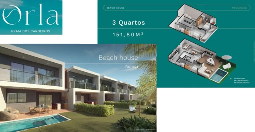 Foto 1 de Sobrado com 3 Quartos à venda, 152m² em Praia dos Carneiros, Tamandare