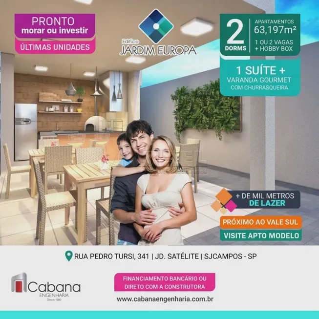 Foto 1 de Apartamento com 2 Quartos à venda, 64m² em Jardim Satélite, São José dos Campos
