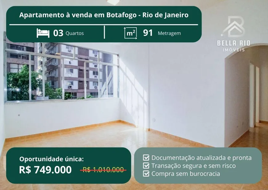 Foto 1 de Apartamento com 3 Quartos à venda, 91m² em Botafogo, Rio de Janeiro