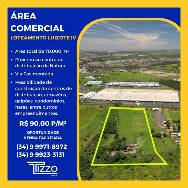 Foto 1 de Lote/Terreno à venda, 70000m² em Loteamento Luizote IV, Uberlândia