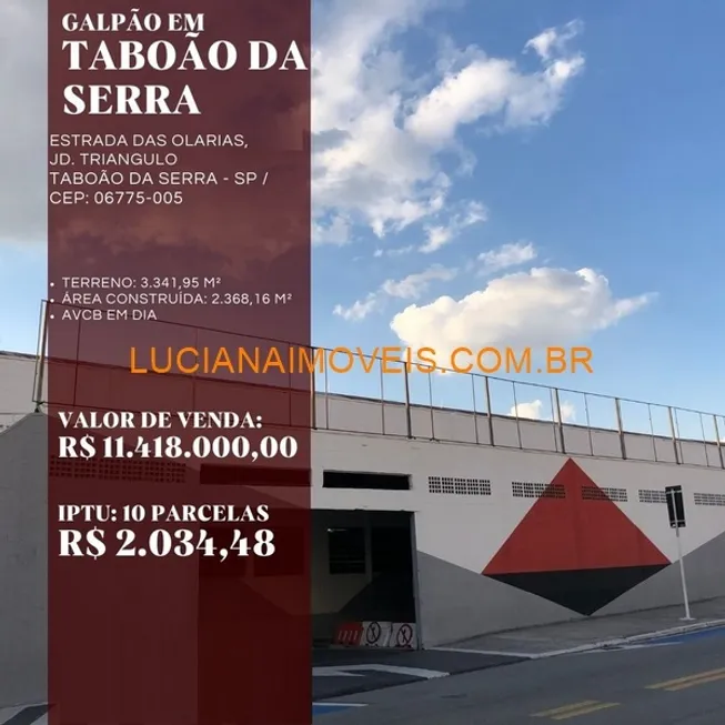 Foto 1 de Galpão/Depósito/Armazém à venda, 2368m² em Jardim Triangulo, Taboão da Serra