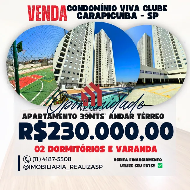 Foto 1 de Apartamento com 2 Quartos à venda, 39m² em Jardim Santo Estevao, Carapicuíba