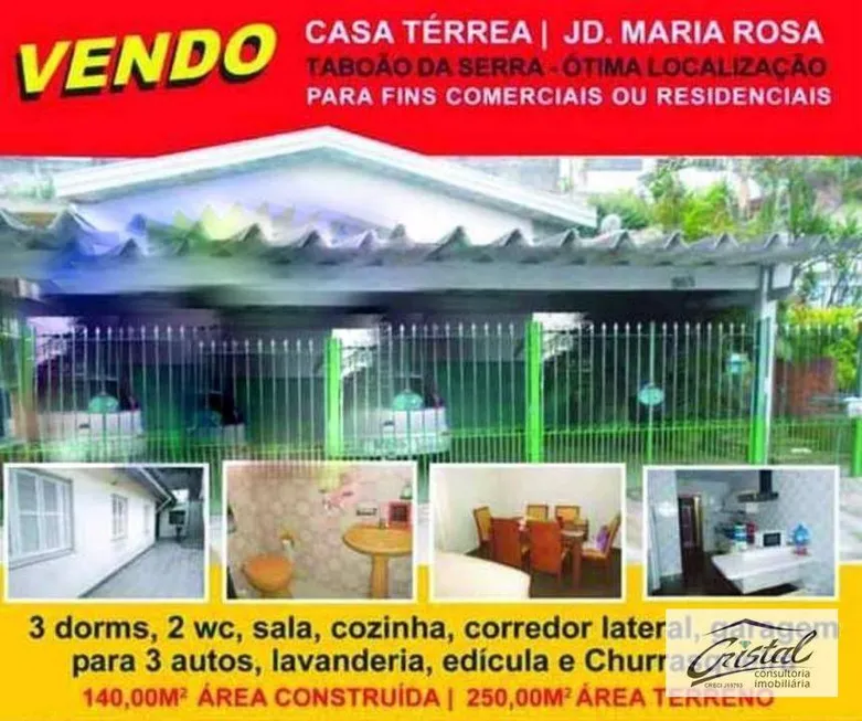 Foto 1 de Casa com 3 Quartos à venda, 140m² em Jardim Maria Rosa, Taboão da Serra