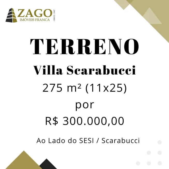 Foto 1 de Lote/Terreno à venda, 275m² em Vila Scarabucci, Franca