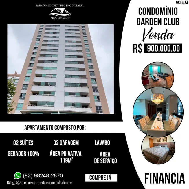 Foto 1 de Apartamento com 2 Quartos à venda, 119m² em Parque Dez de Novembro, Manaus