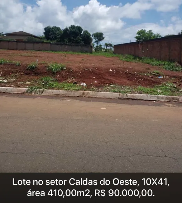 Foto 1 de Lote/Terreno à venda, 410m² em Caldas do Oeste, Caldas Novas